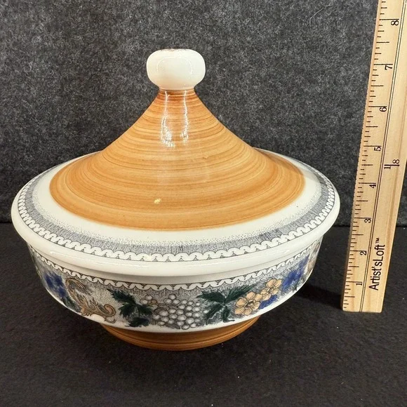 Vintage Goebel COUNTRY BURGUND Covered Vegetable Bowl / Casserole with Lid - Picture 14 of 15